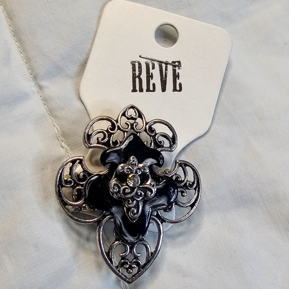 REVE Black & Silver Stretchable Ring
